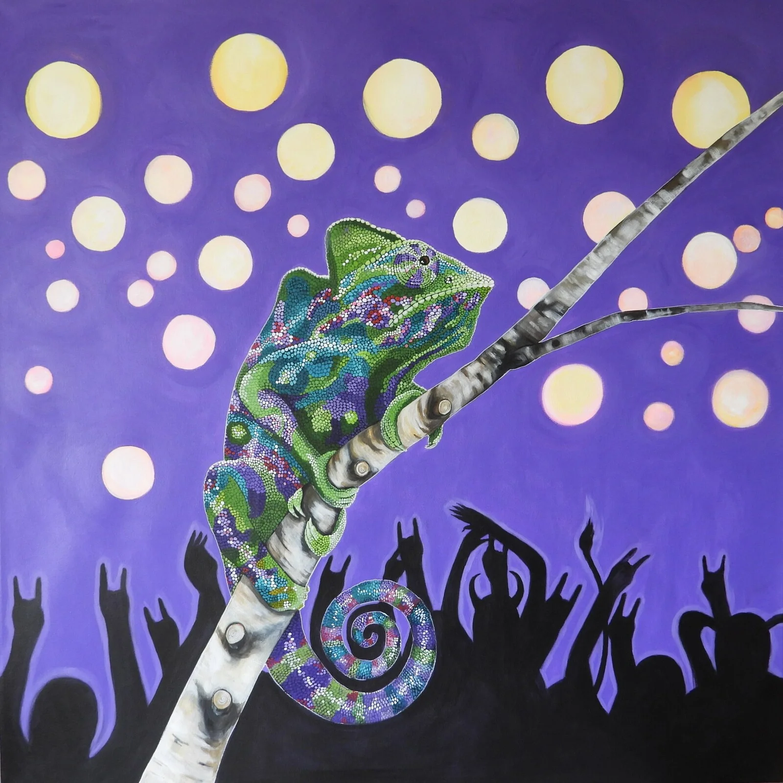 Akrylmålning Kameleont på Sweden Rock av Susann Mattsson