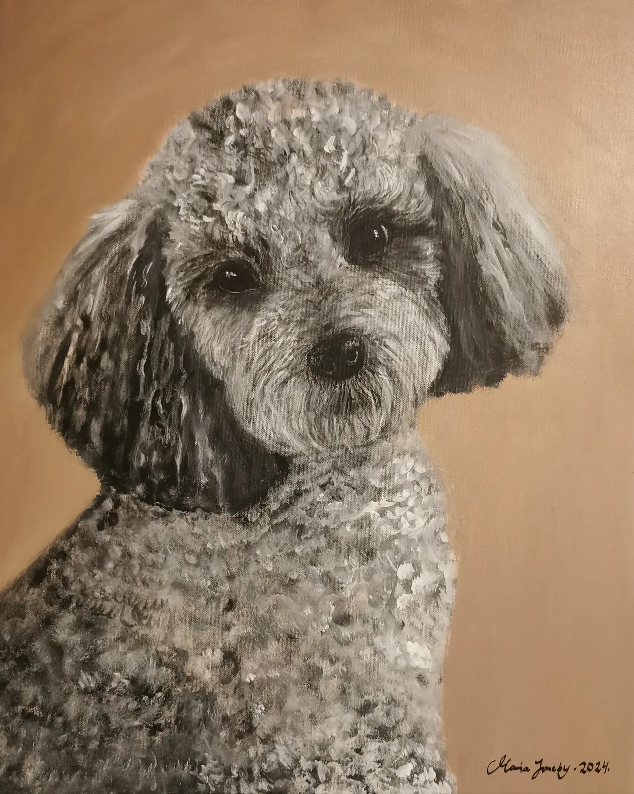 Akrylmålning Teddy. av Maria Joneby