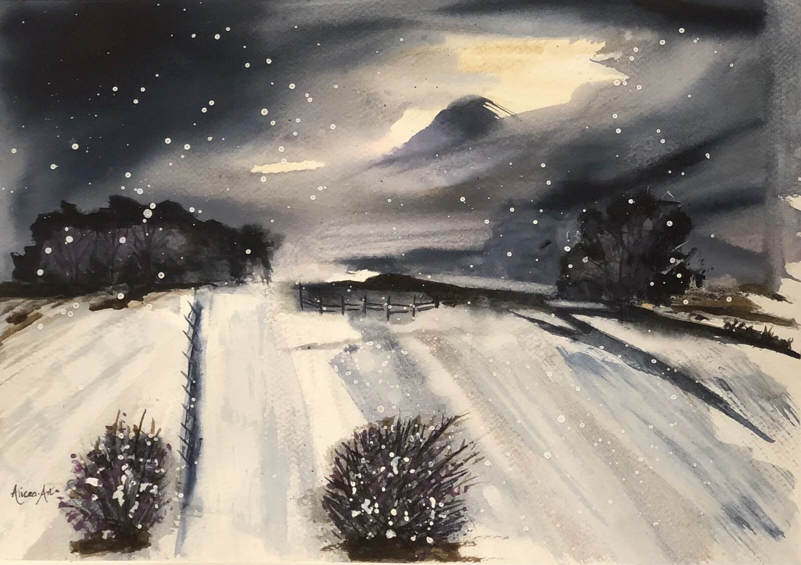 Akvarell Winter av Hélena Melind