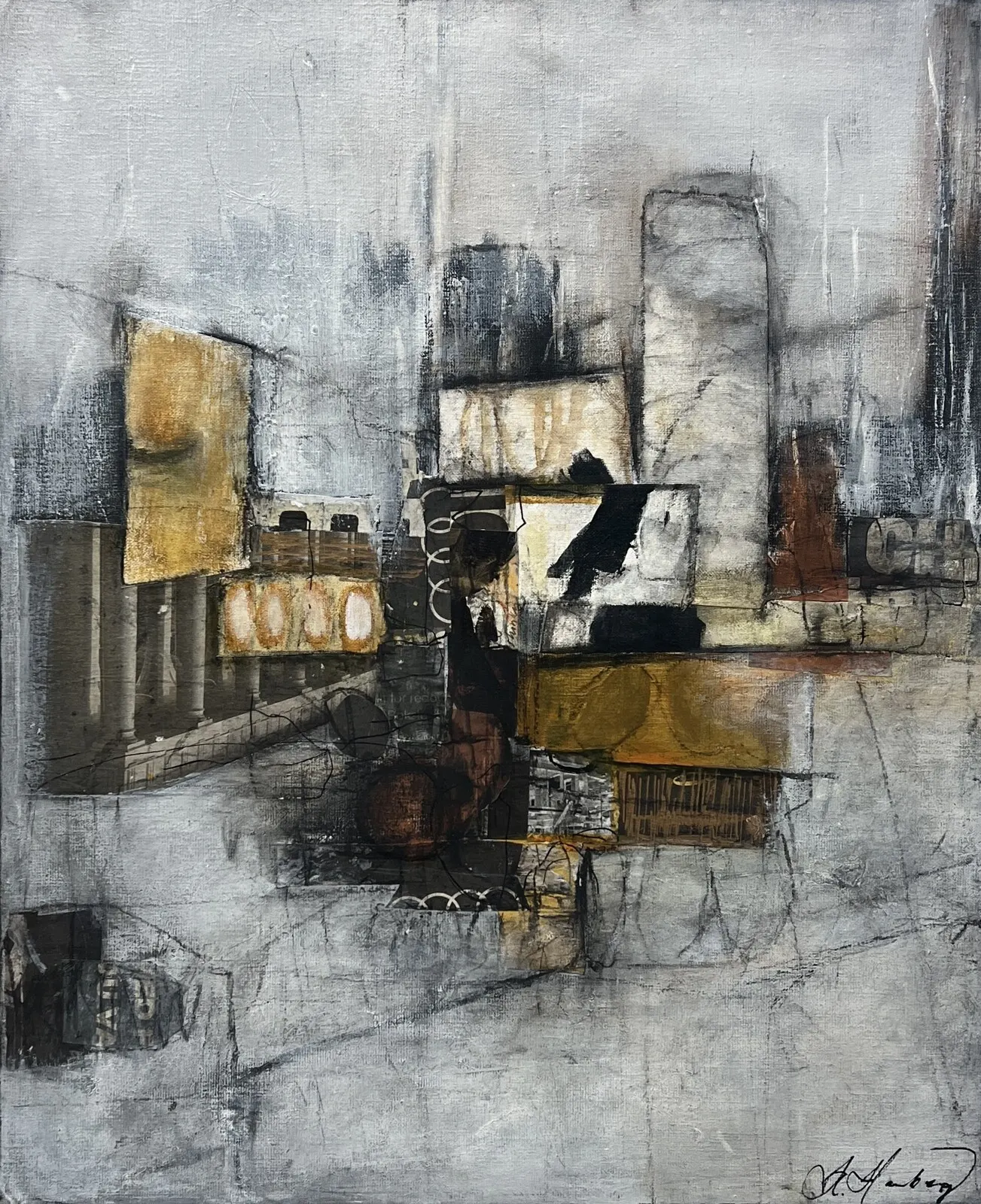 Akrylmålning MusicTown av Maria Hamberg