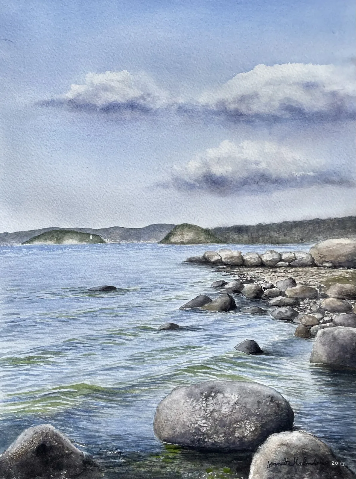 Akvarell Gråsten av Jeanette Malmberg