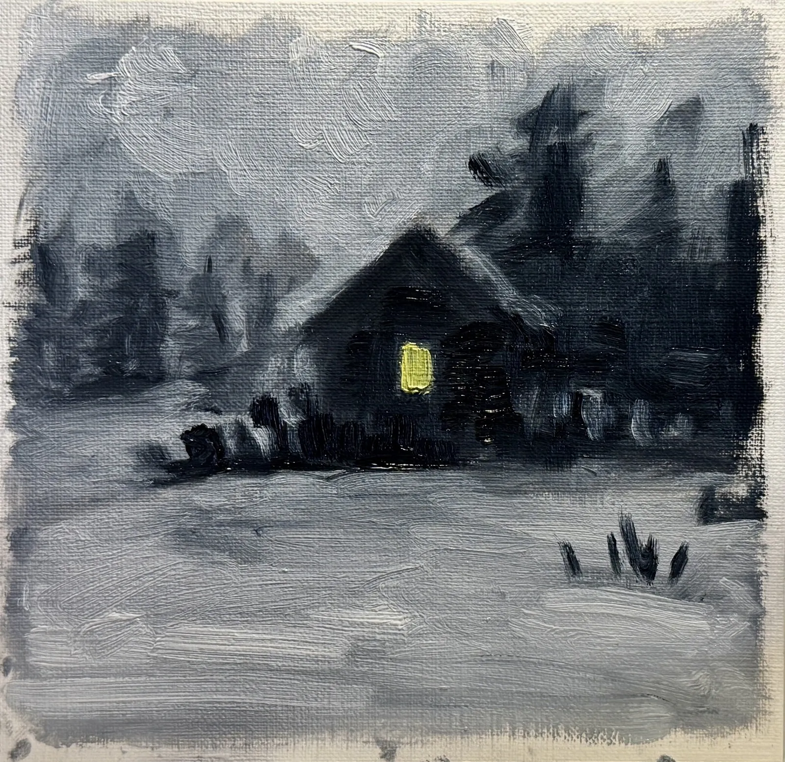 Oljemålning Vintern miniatyr av Ekaterina Dutkevich