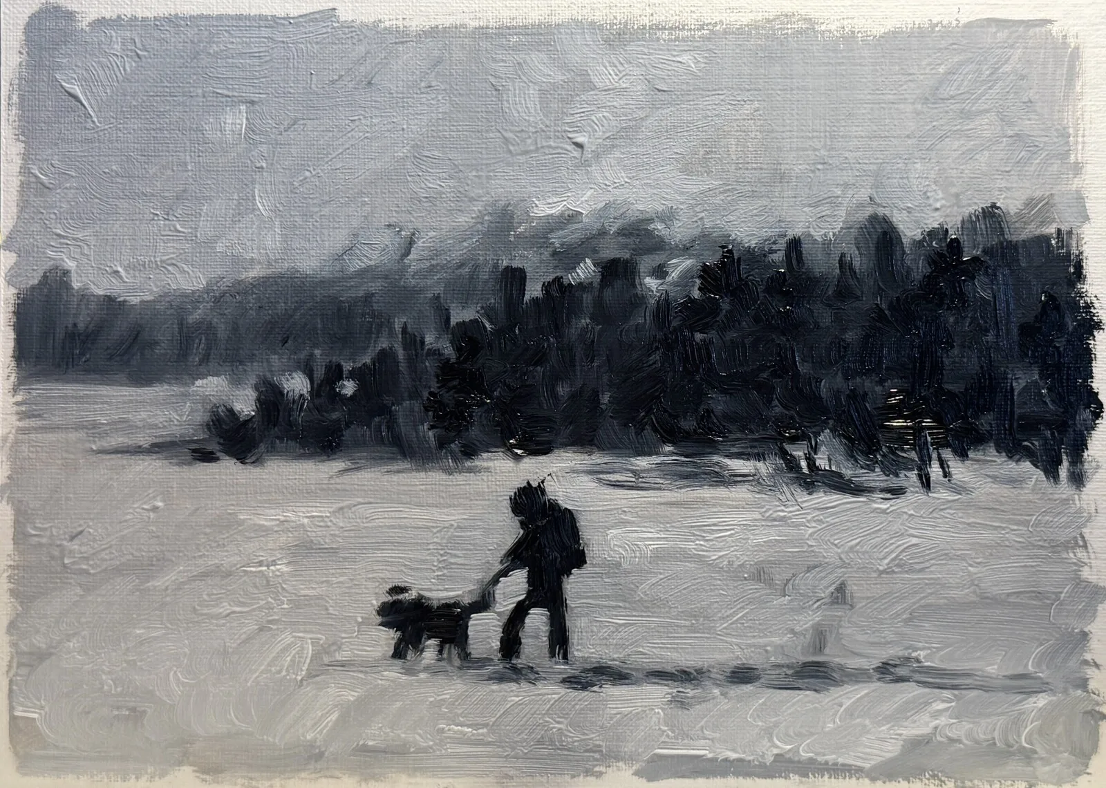 Oljemålning Vintern miniatyr av Ekaterina Dutkevich