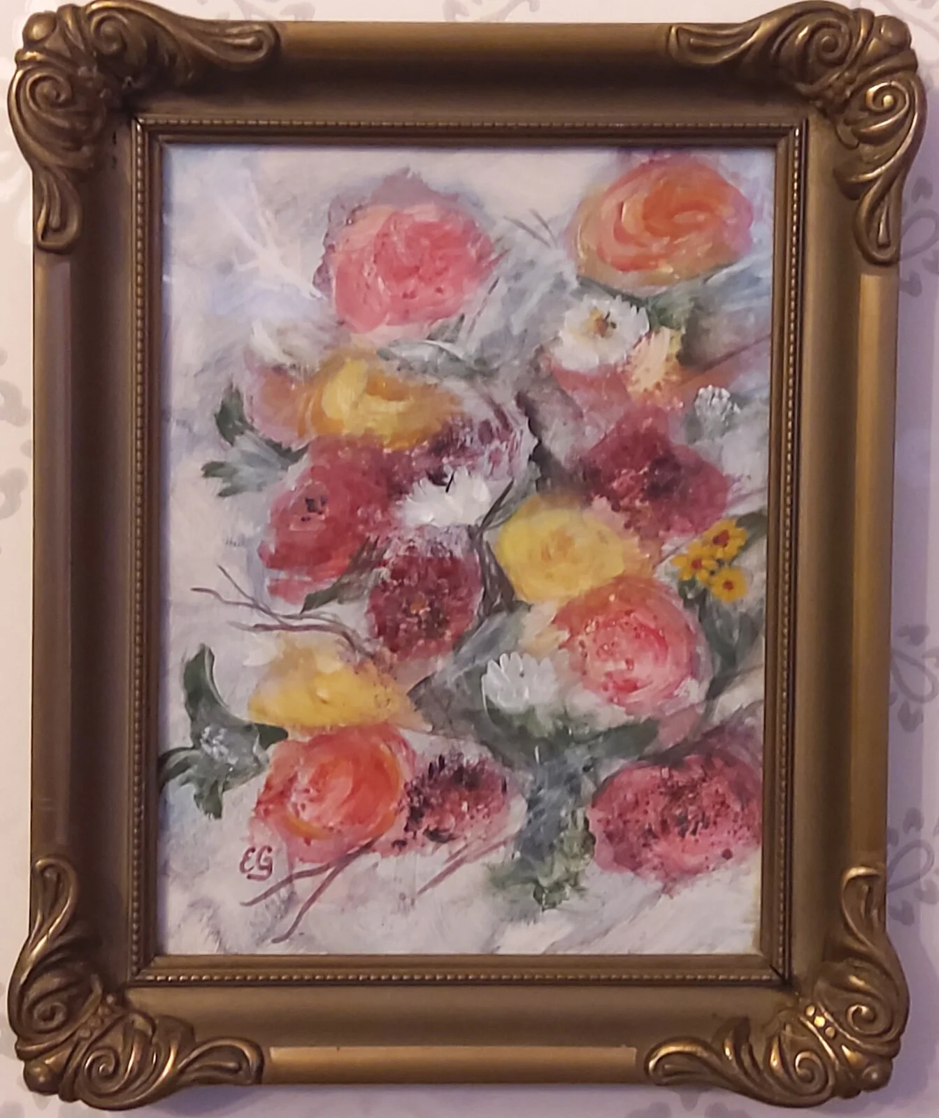 Akrylmålning Blomster III av Eva Garami