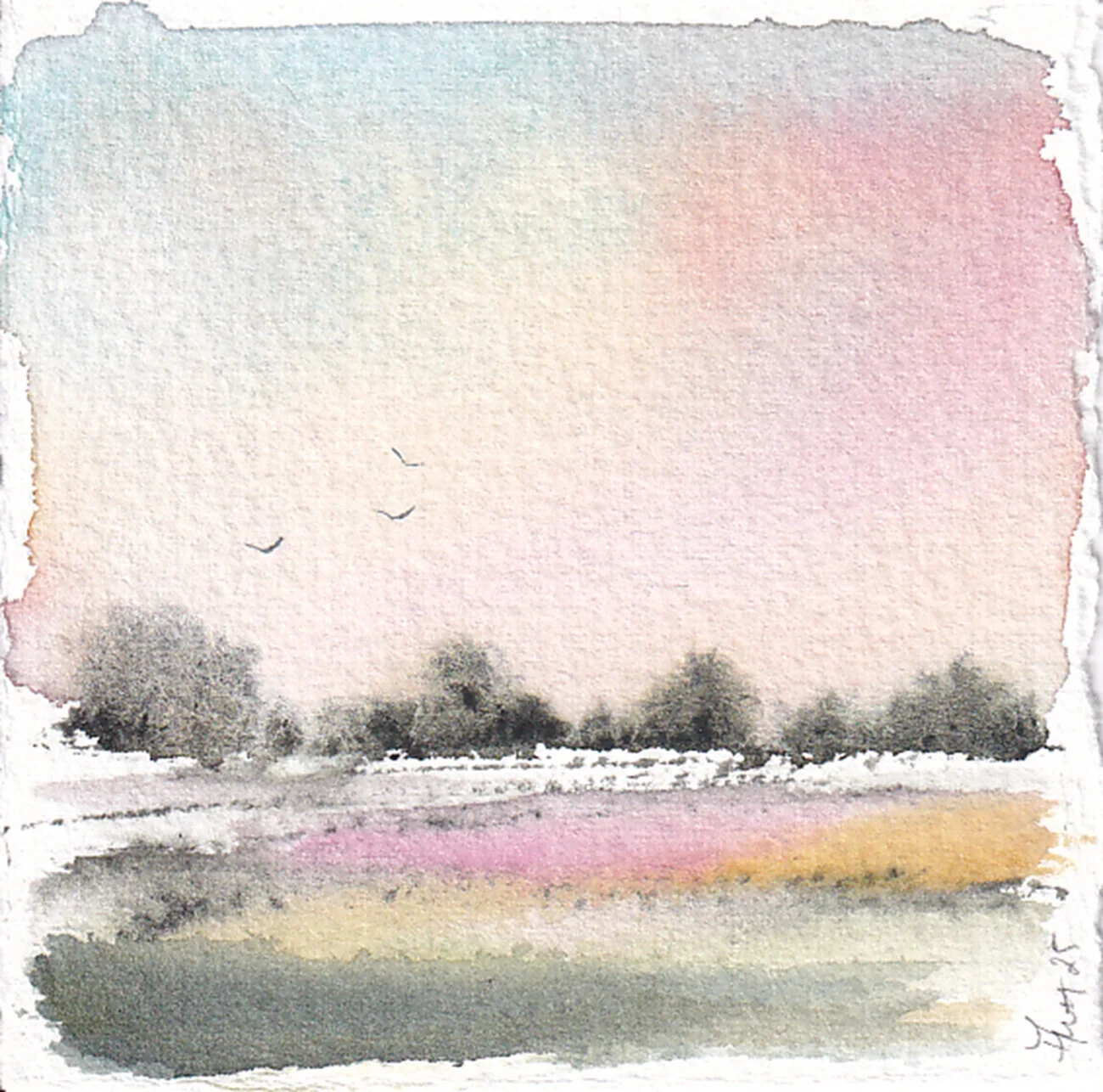 Akvarell Tiny landscape no. 89 av Anna-Karin Hallström