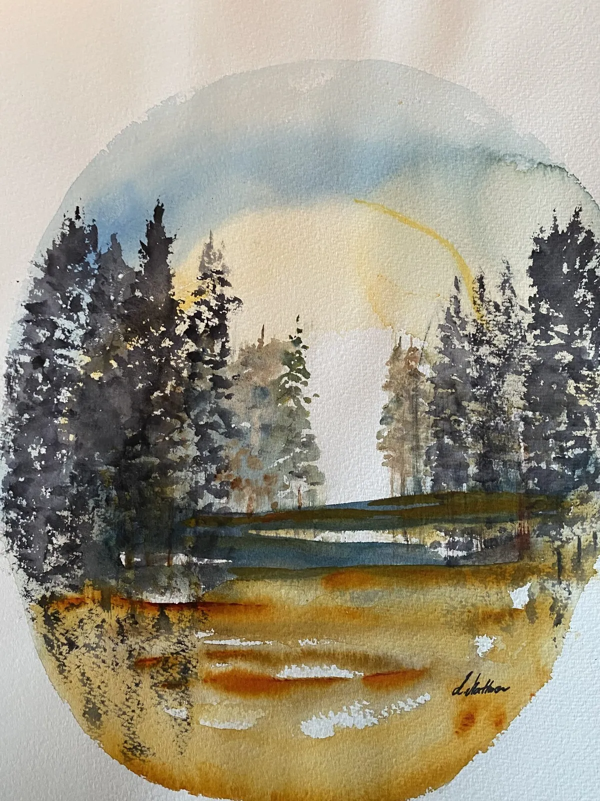 Akvarell Skogsbubbla av Margareta Mattsson