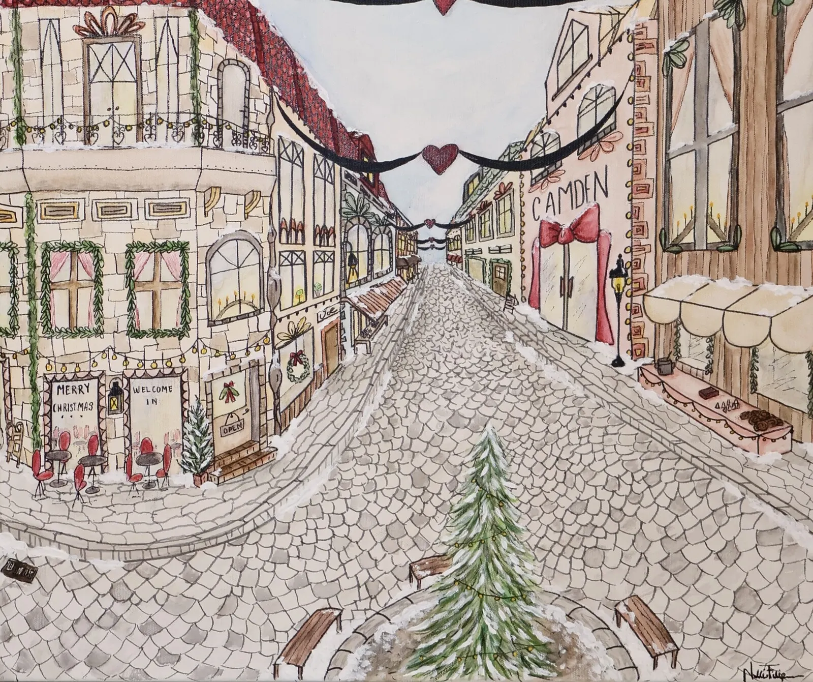 Akvarell Stillness of Christmas av Nellie Filipsson