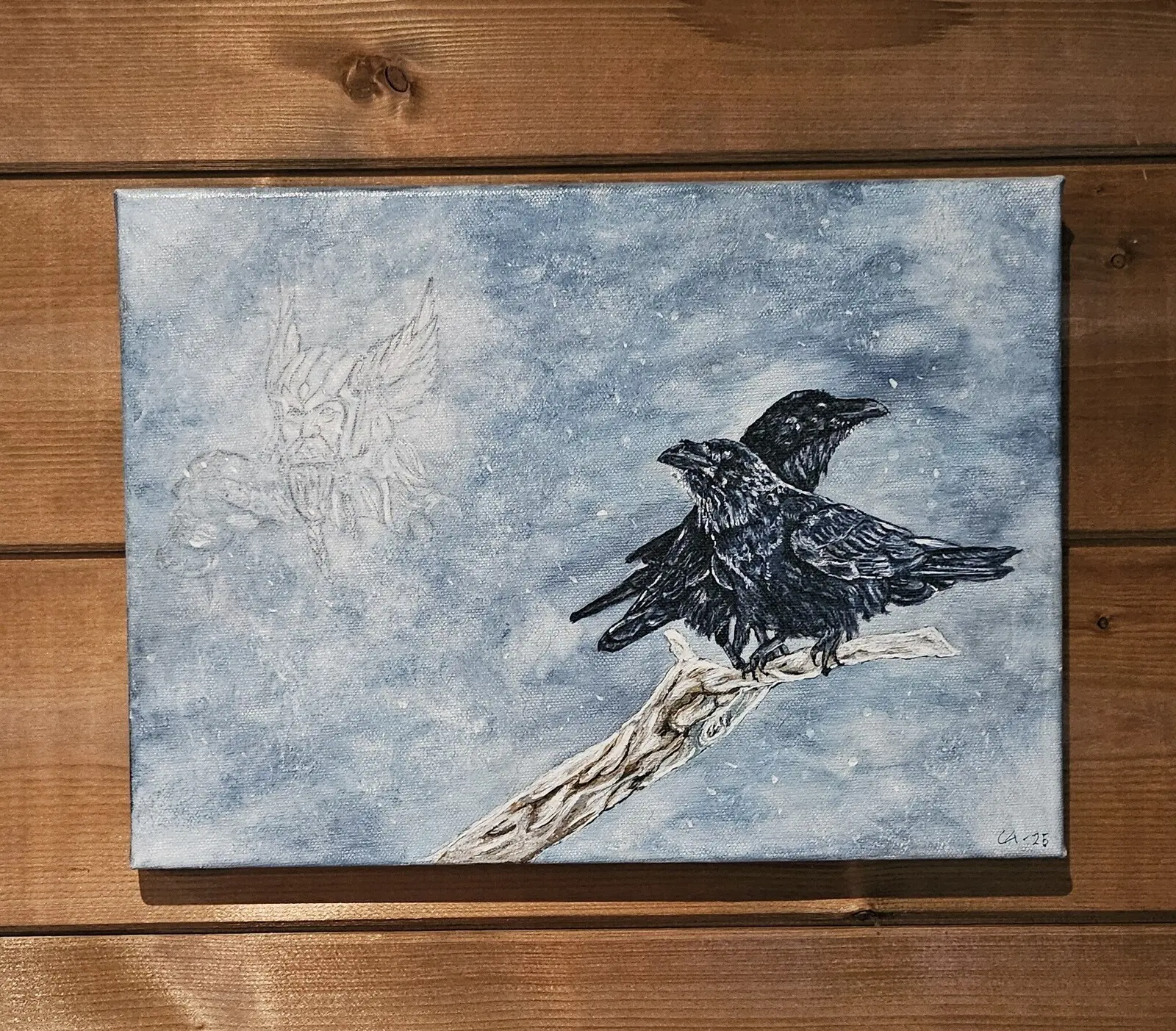 Akvarell Hugin och Munin av Catherine Aspdahl