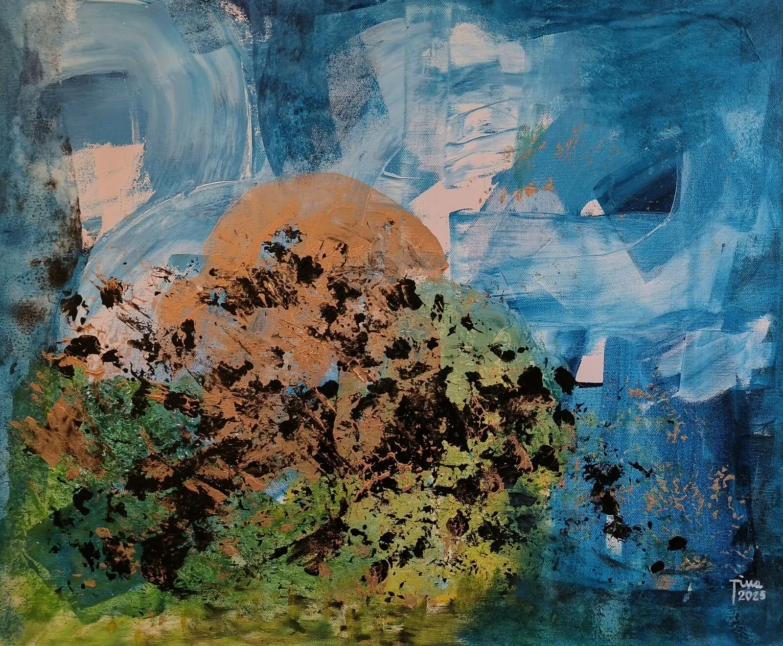 Akrylmålning Dröm i blått av Tina Schedvin