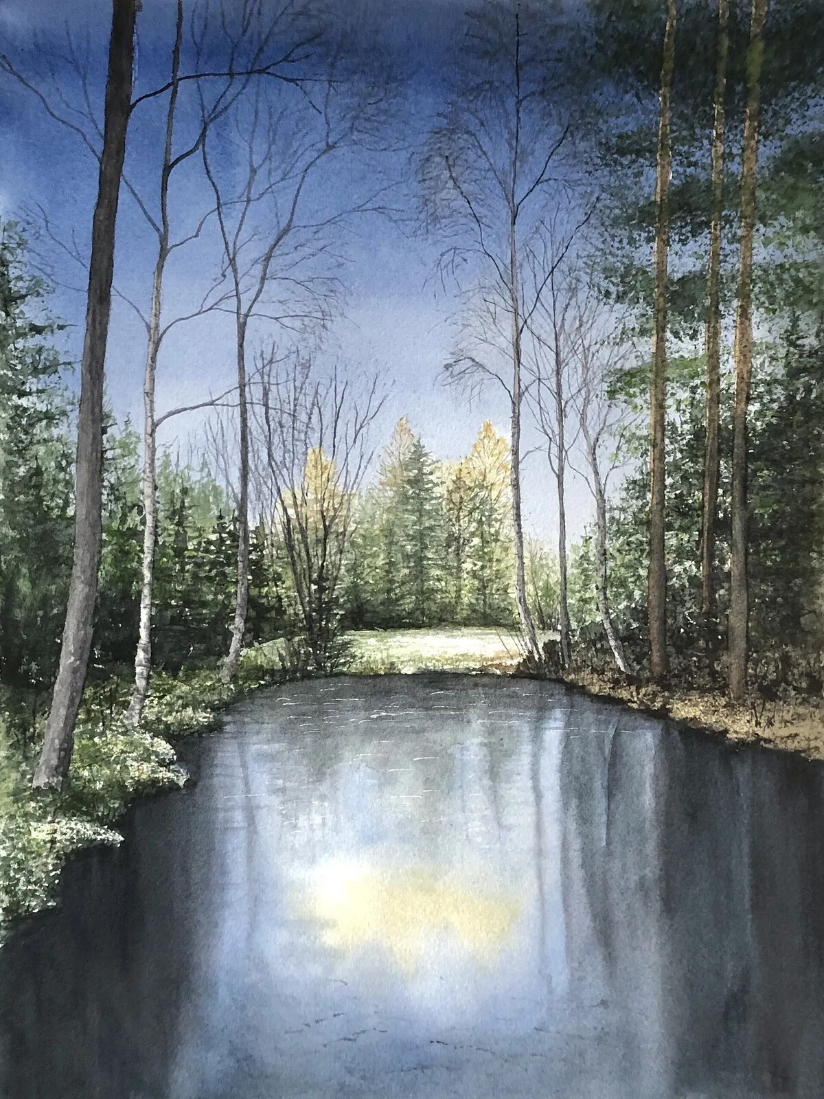 Akvarell Den frusna dammen av Jeanette Malmberg