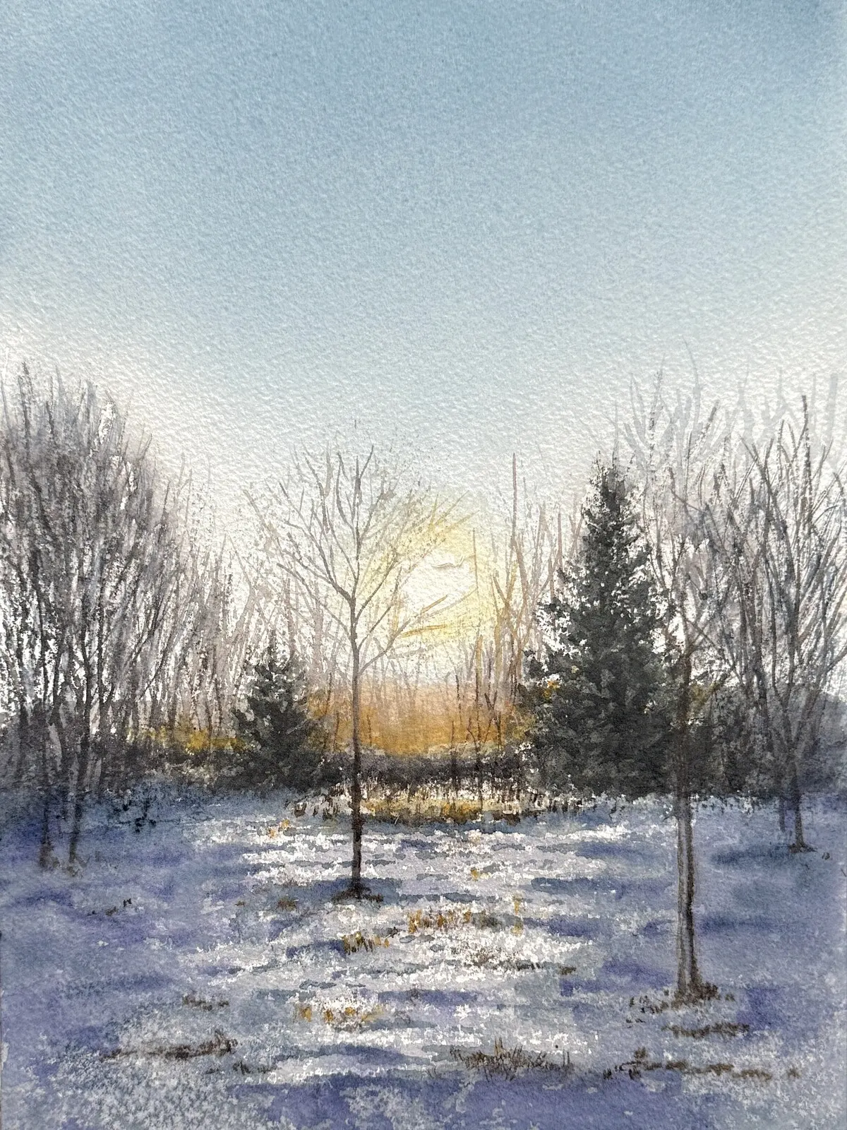 Akvarell Vinter av Jeanette Malmberg