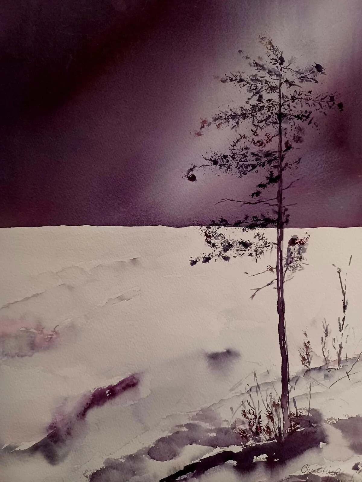 Akvarell Det ljusnar av Christina Harrefors