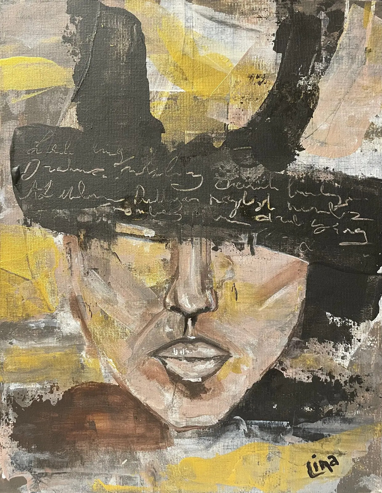 Akrylmålning Masked av Lina A Nordblad