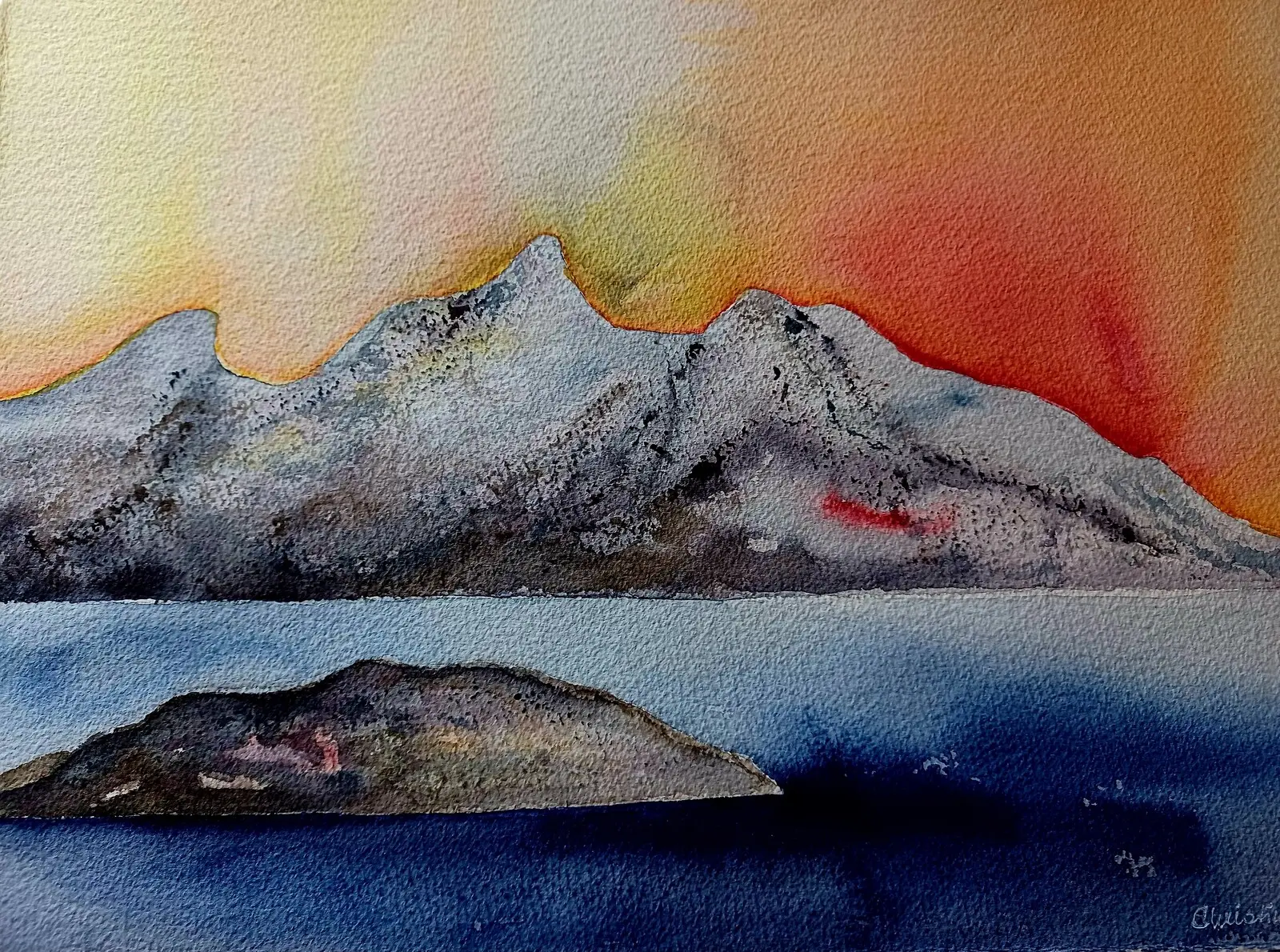 Akvarell Lofoten av Christina Harrefors