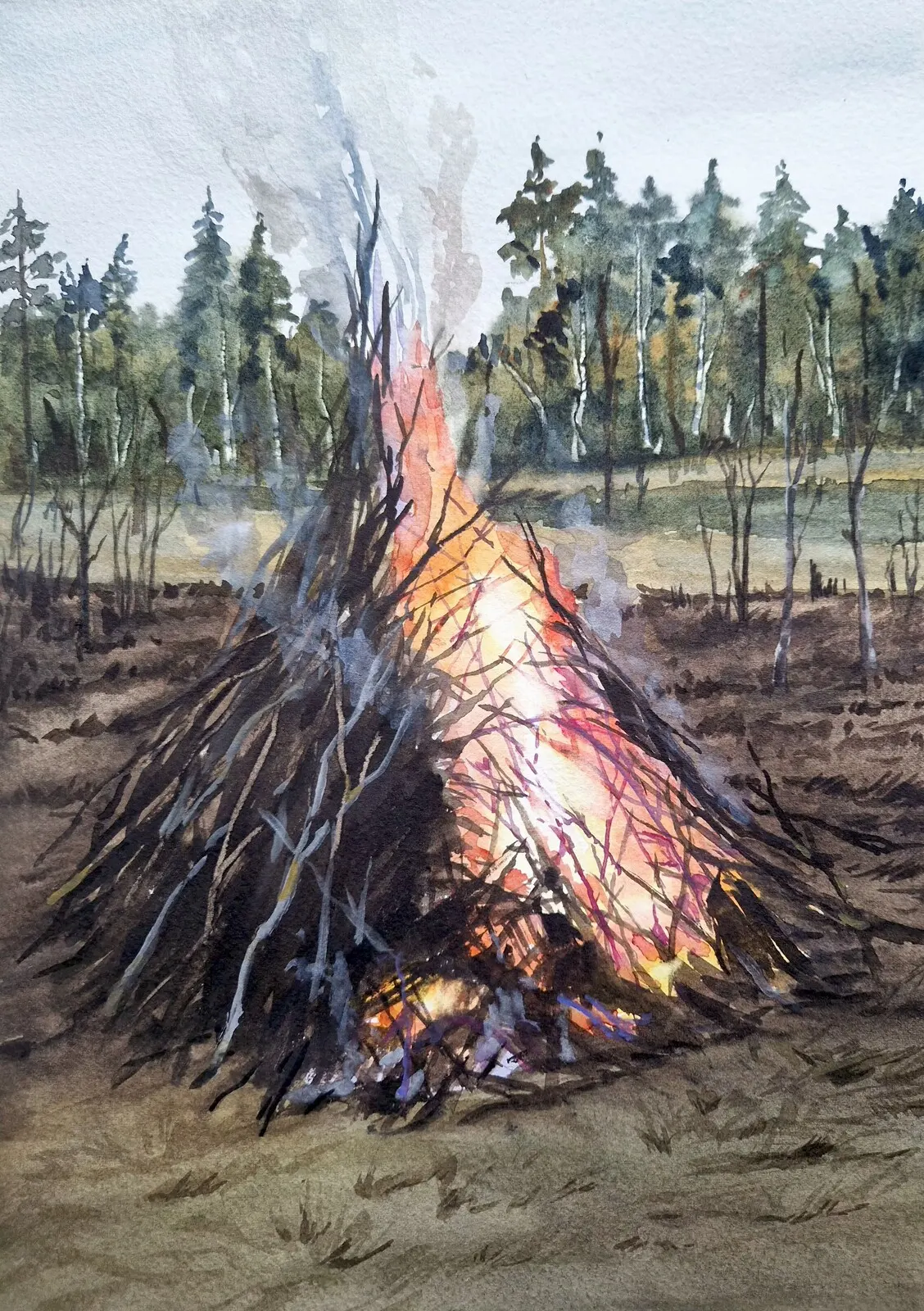 Akvarell Majkase i Öjung 2012 av Anna-Maria Esback
