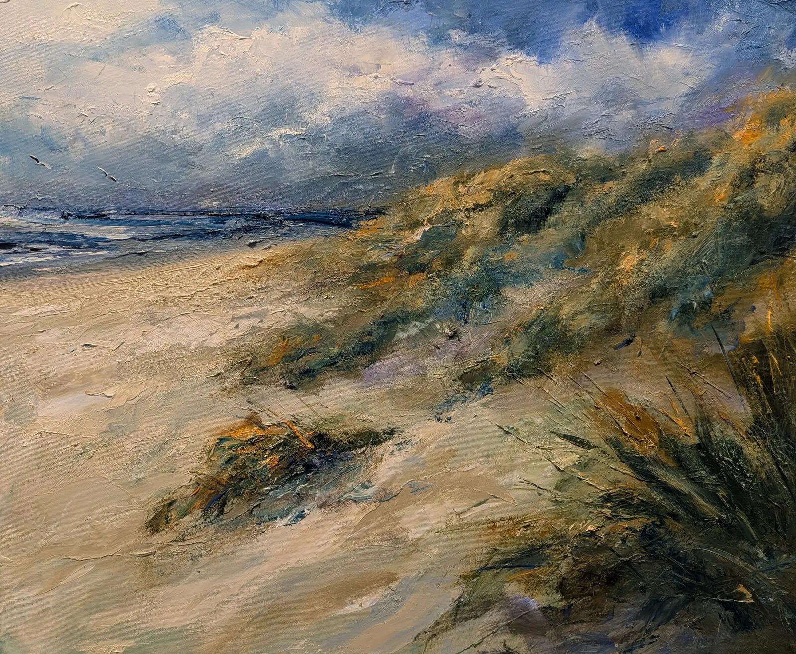 Oljemålning Oktoberstrand av Kathrin Bernekorn