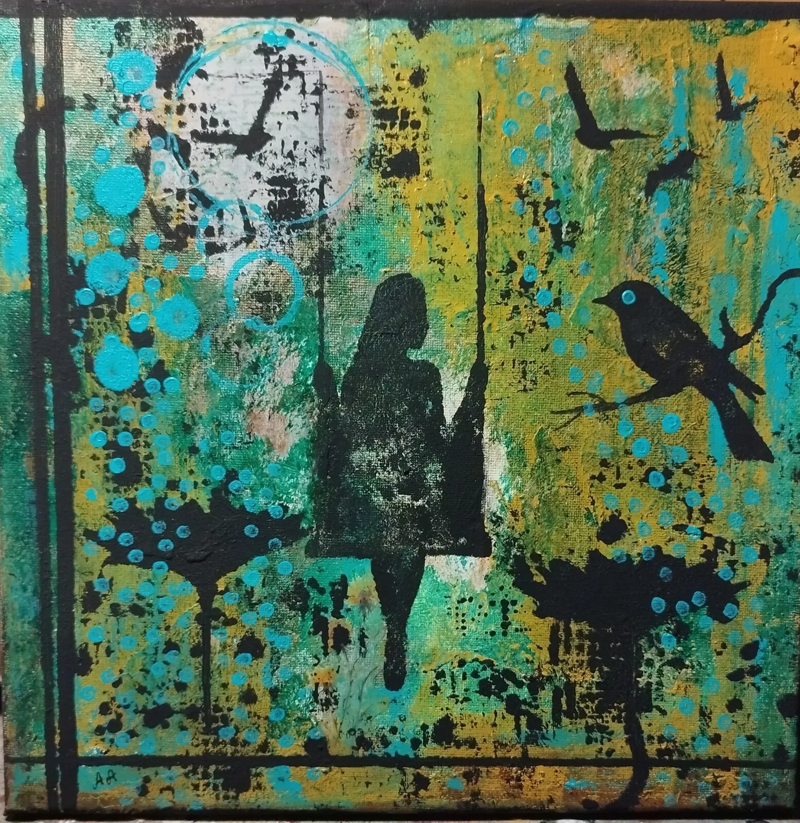 Akrylmålning Levitation av Ann-Christin Andersen