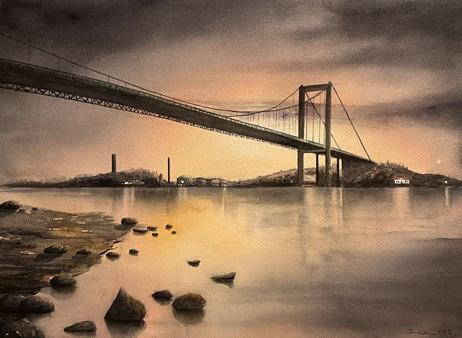 Akvarell Älvsborgsbron II av Fredrik Eklöf