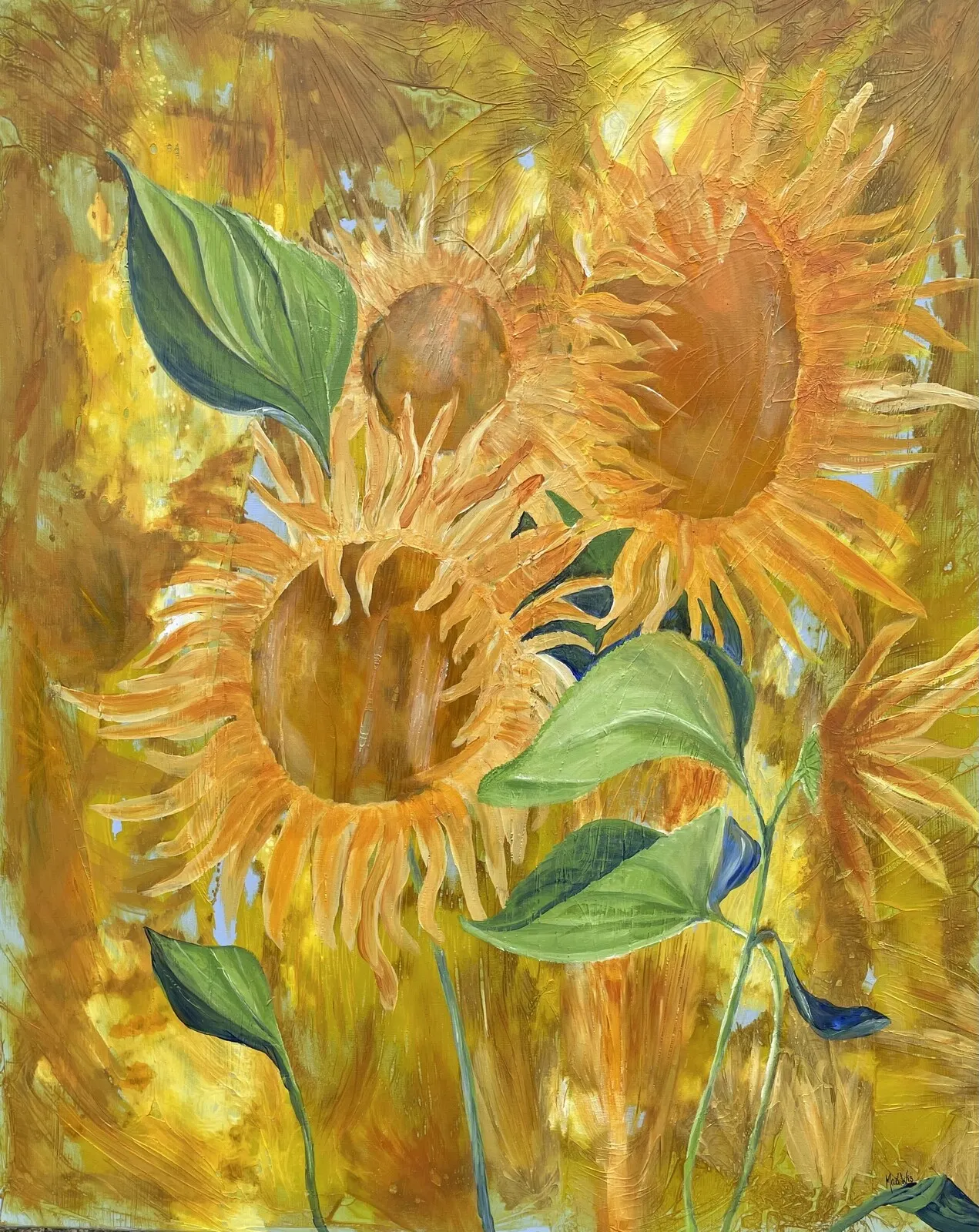 Akrylmålning Solrosor av Madeleine Westin