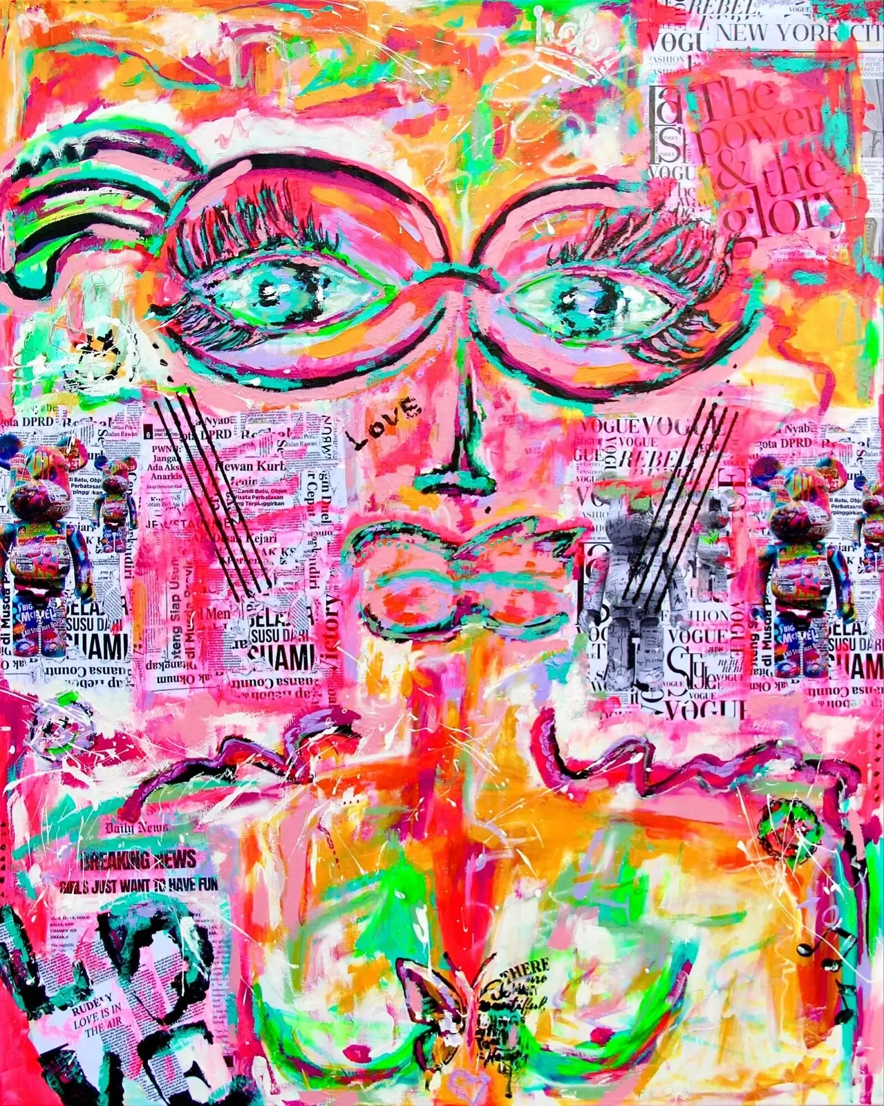 Neon Gaze - Colorful Abstract Portrait av Hanna Sander