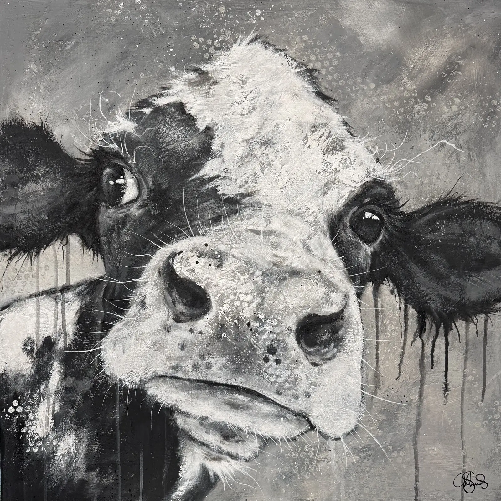 Akrylmålning COW 497 Bodil av Matilda Skoglund