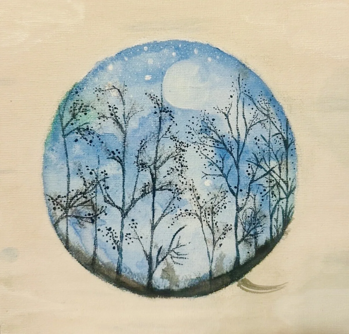 Akrylmålning Treebowl av Martina Jarl