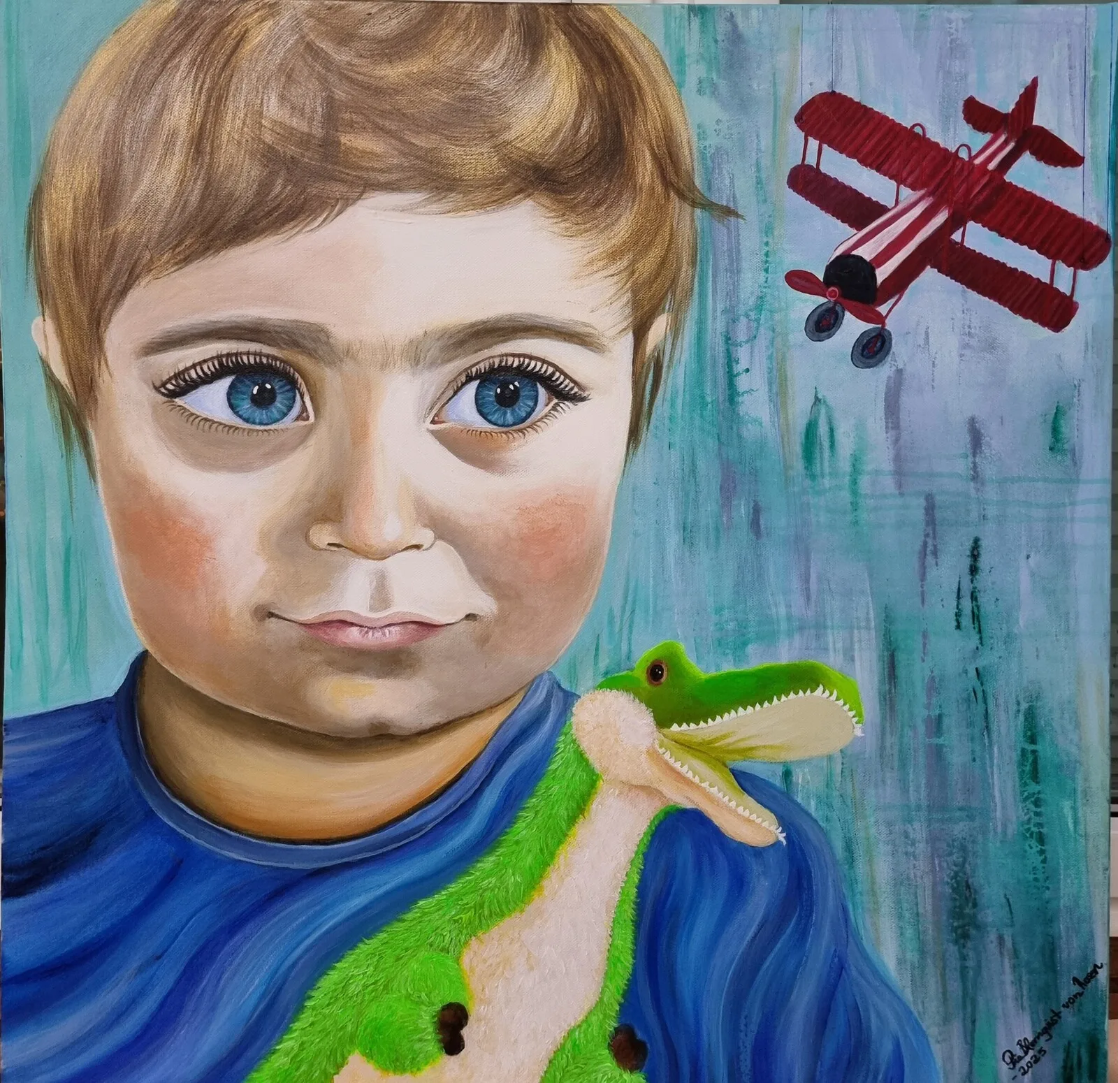 Akrylmålning En pojke vid namn Milam av Pia Blomqvist von Rosen
