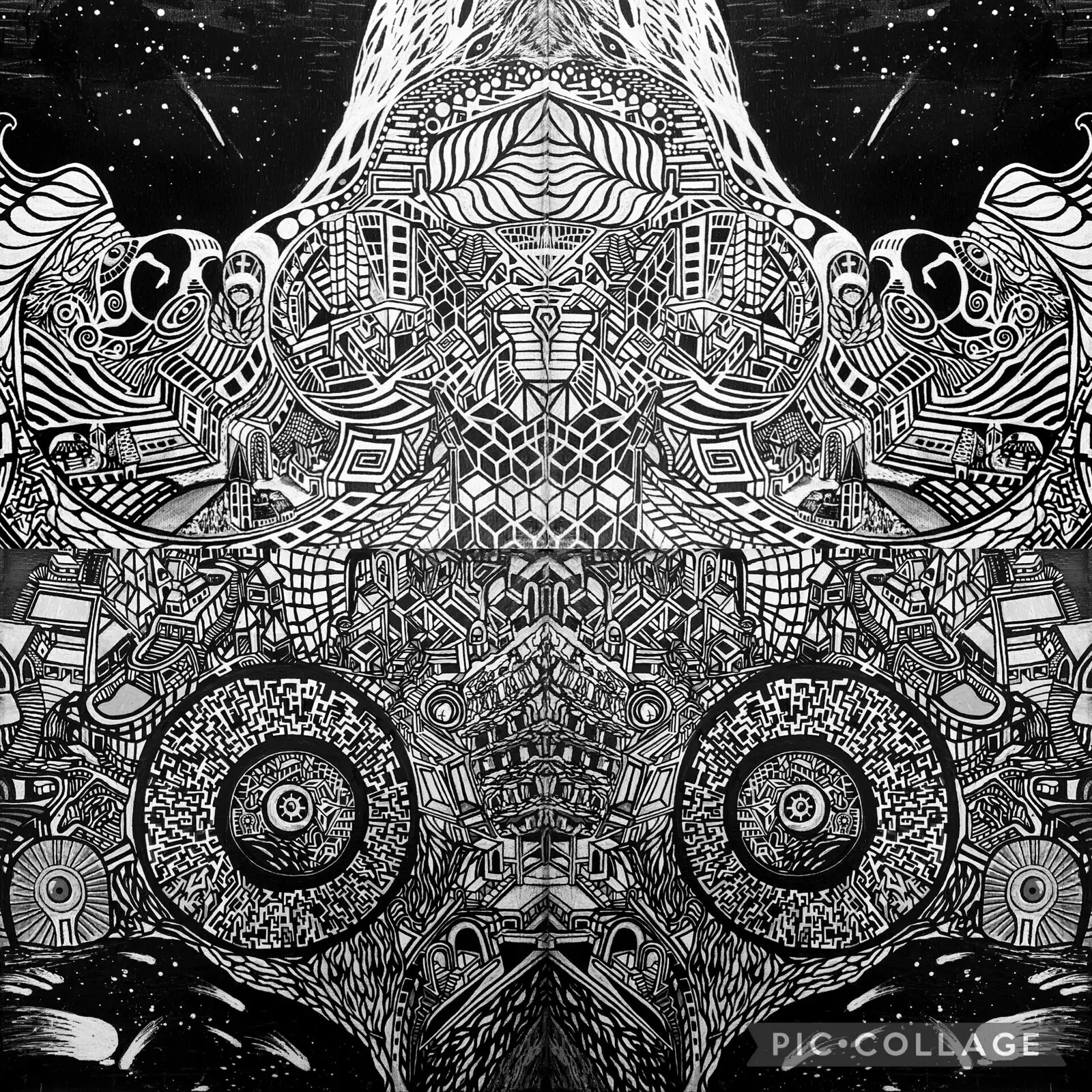 Akrylmålning Fractal mirrored av Tobias Karlsson