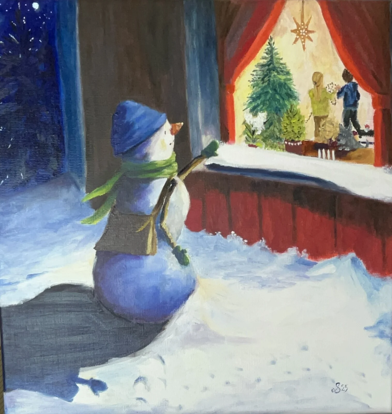 Oljemålning Just before Christmas av SANDRA DAHLBERG