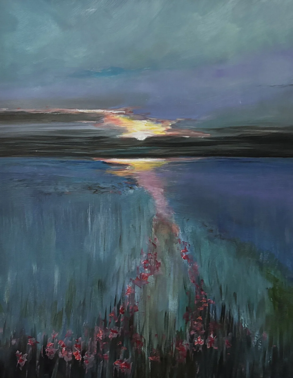 Akrylmålning Midsommarljus av Birgitta Andersson