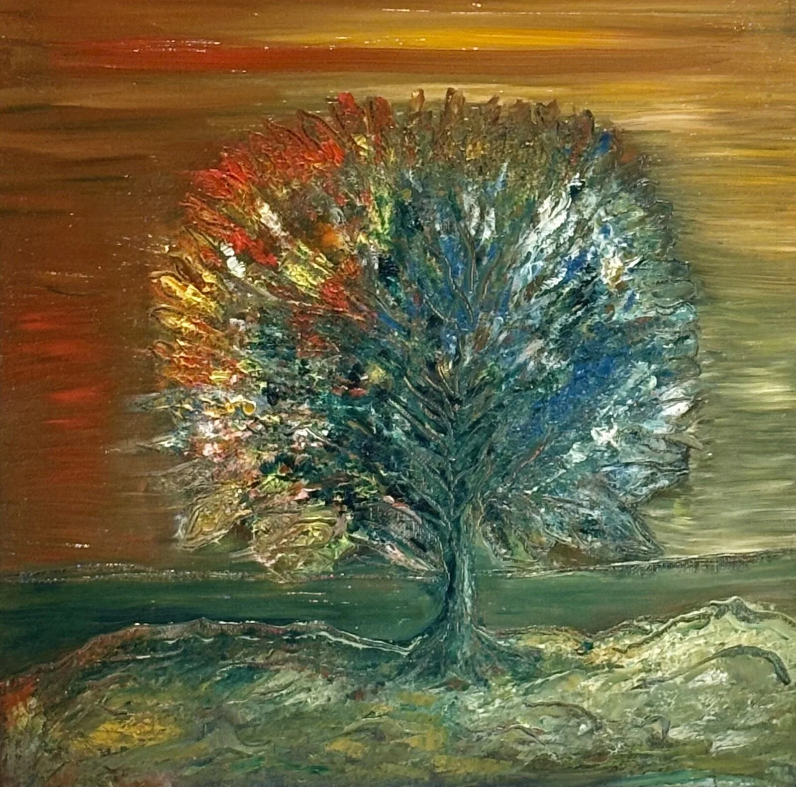 Oljemålning The burning sky av Susanne Ahlberg