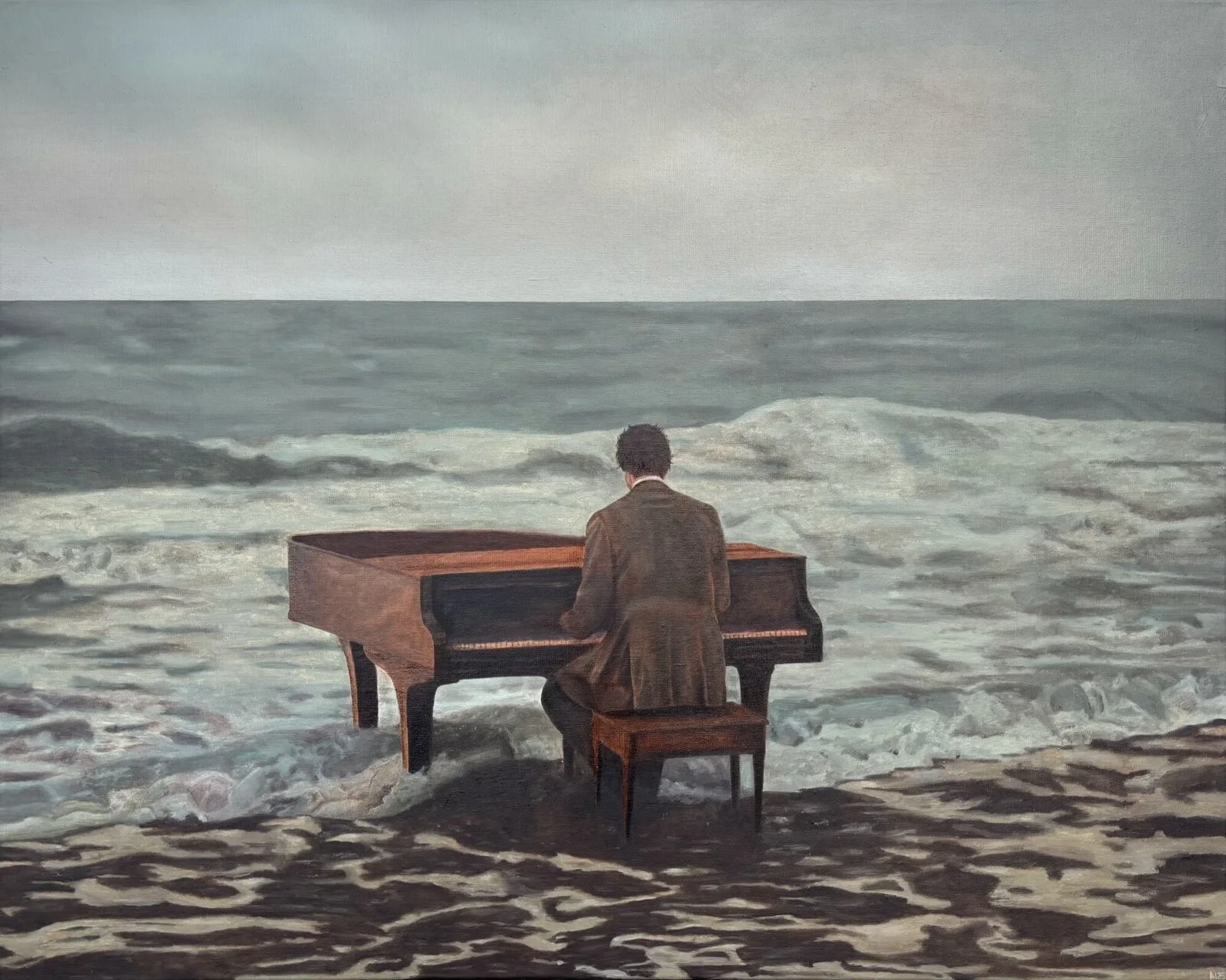 Oljemålning Ton on a beach av Alexander Ingvar