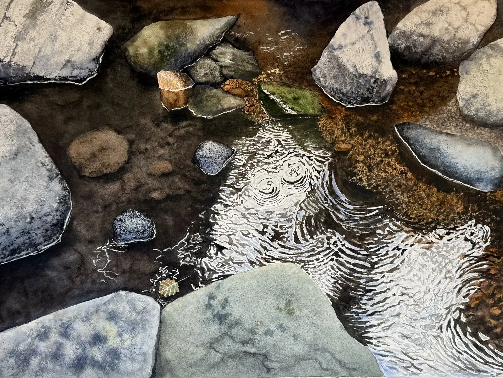 Akvarell Ringar på vattnet av Jeanette Malmberg