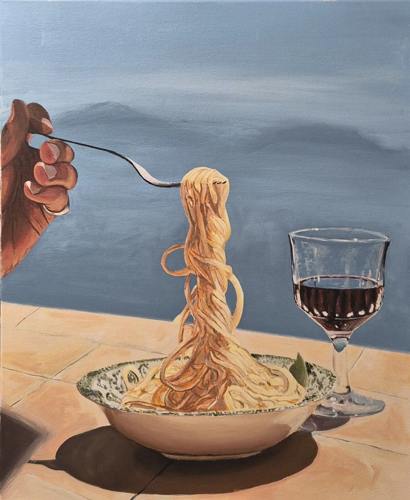 Akrylmålning Italian dinner av Albin Svensson