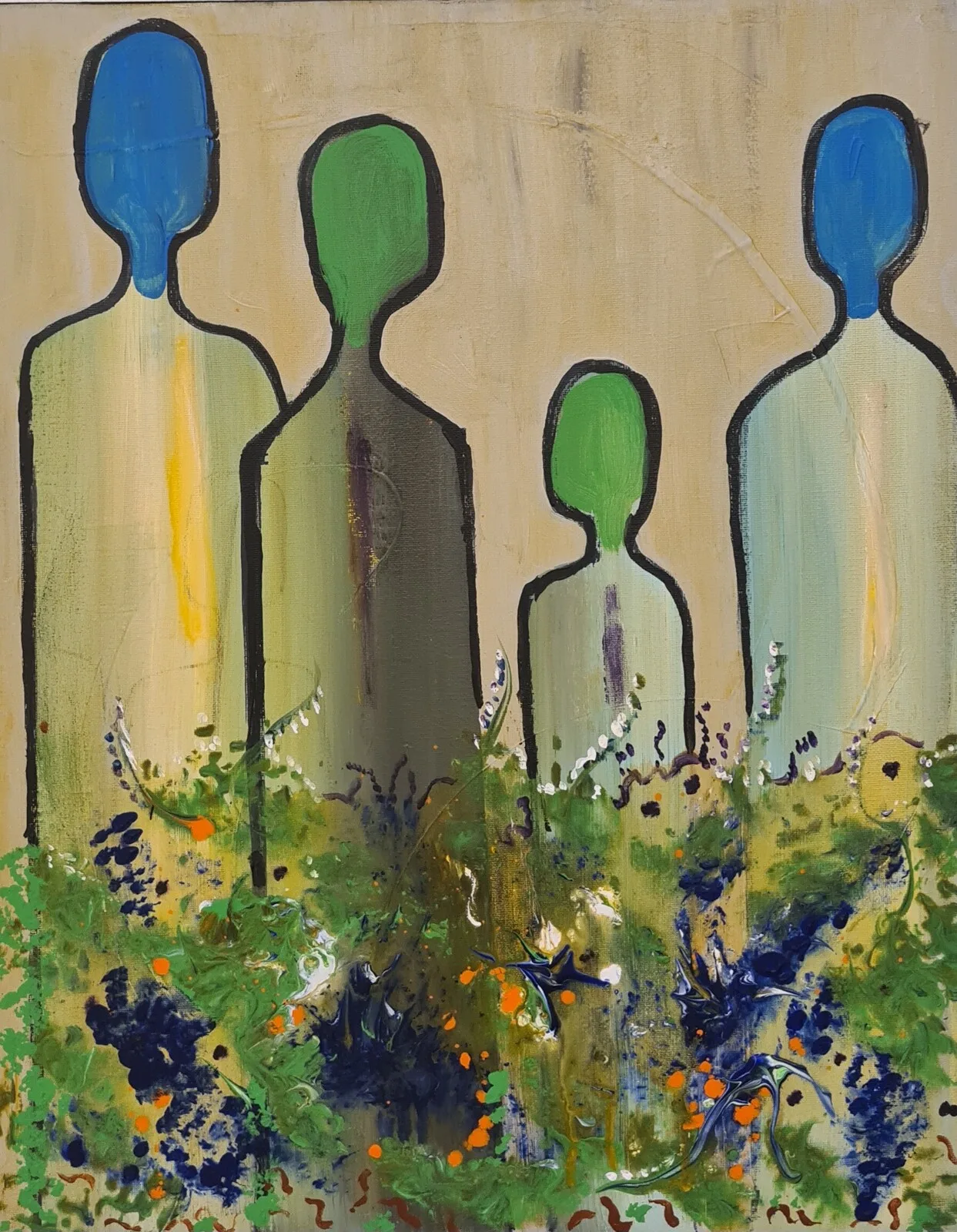 Akrylmålning "Närvaro" en tyst samhörighet av Olle Brobeck