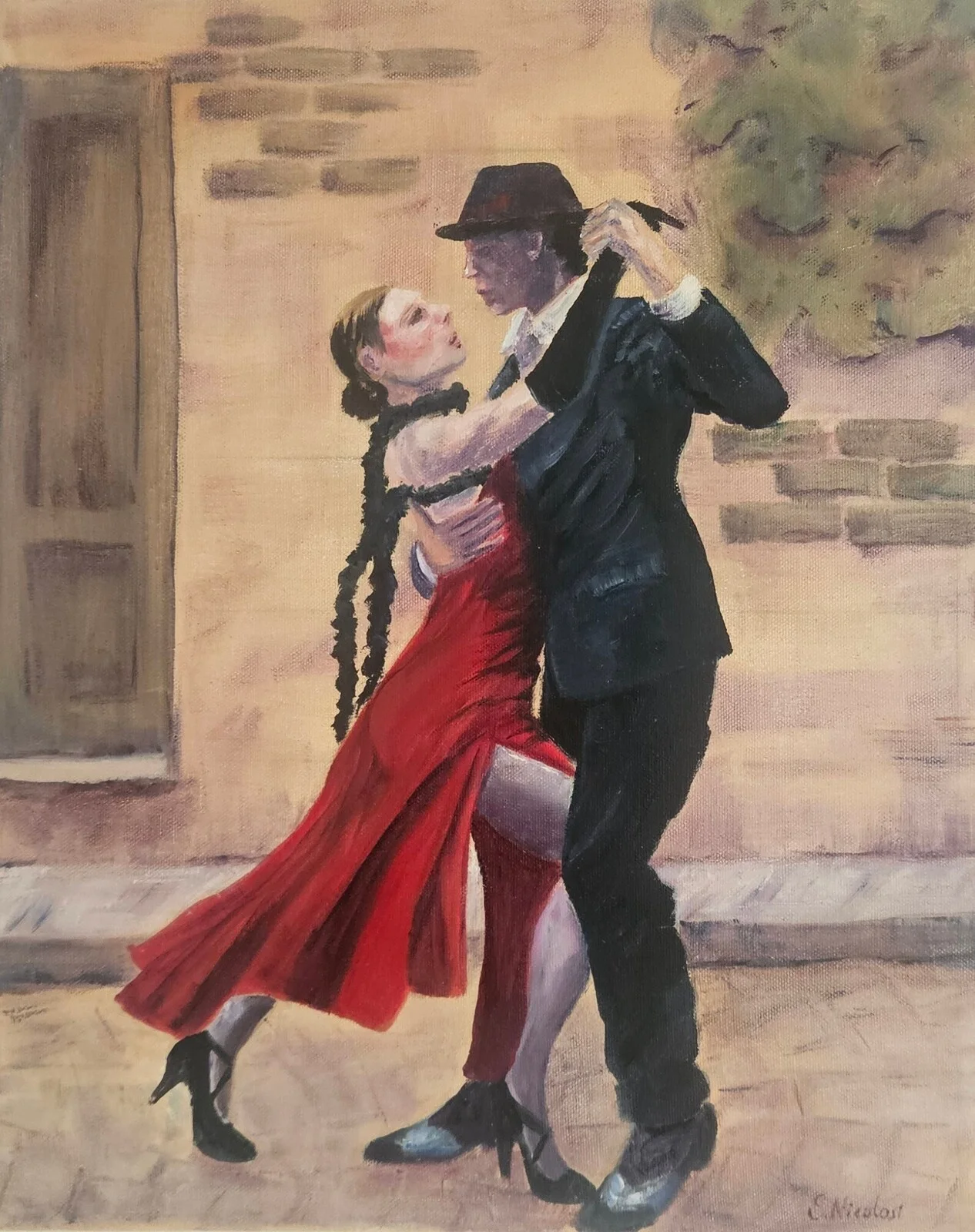 Oljemålning Please tango with me av Susanna Nicolosi