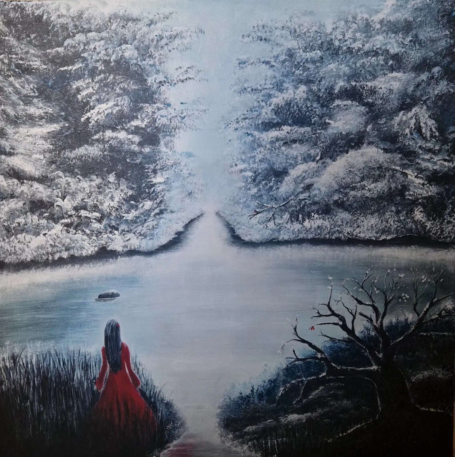 Akrylmålning I see you av Pia K. Egeriis