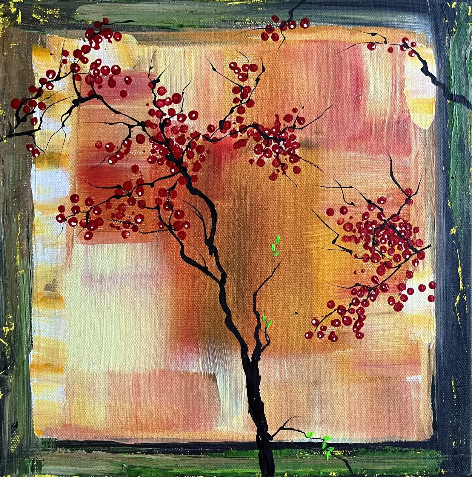 Akrylmålning Julkvistar av Louise Östberg