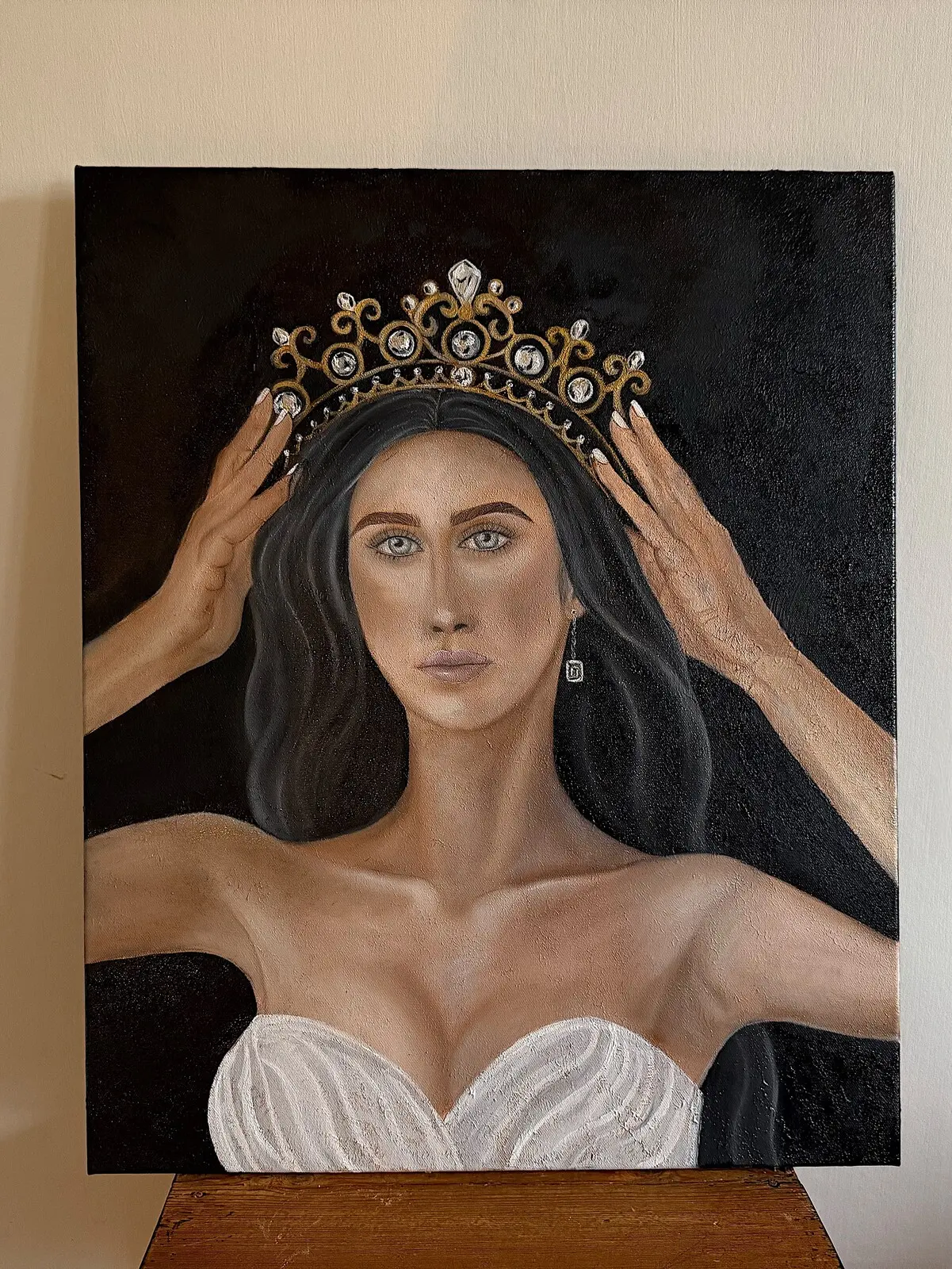Oljemålning Fix Your Crown, Queen av Isabella Hawliczek Binkowska