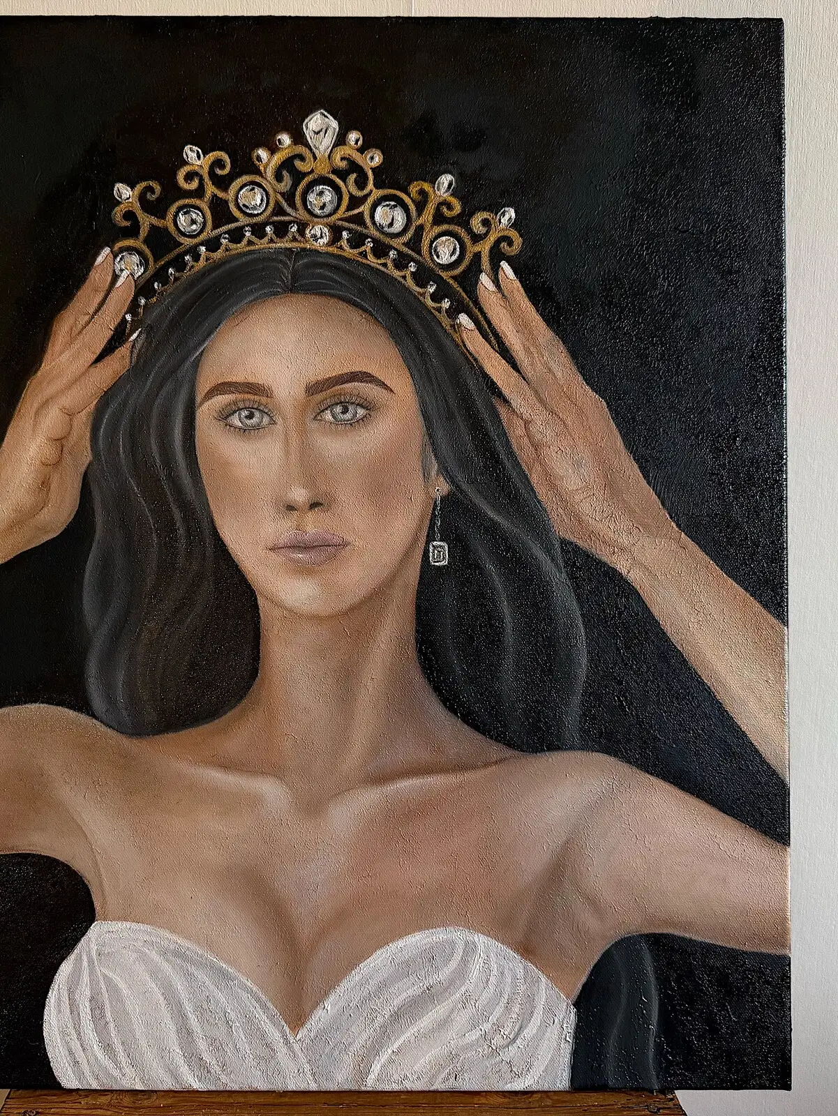 Oljemålning Fix Your Crown, Queen av Isabella Hawliczek Binkowska