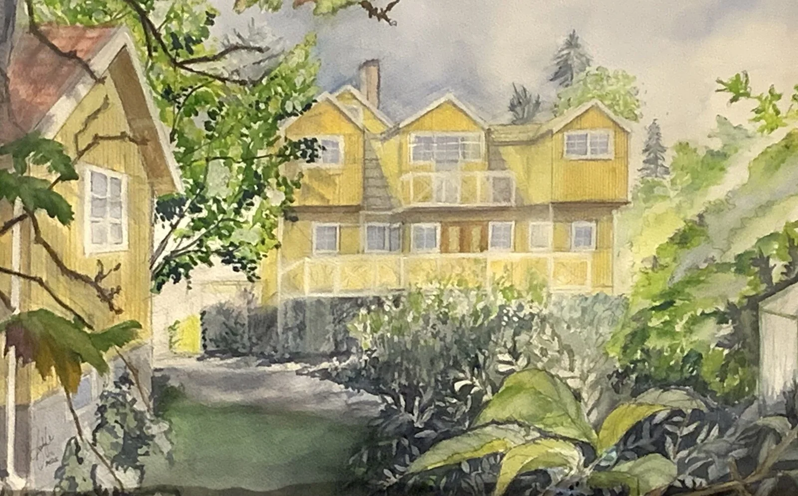 Akvarell Family mansion in Nacka av Carlyle Minnaar