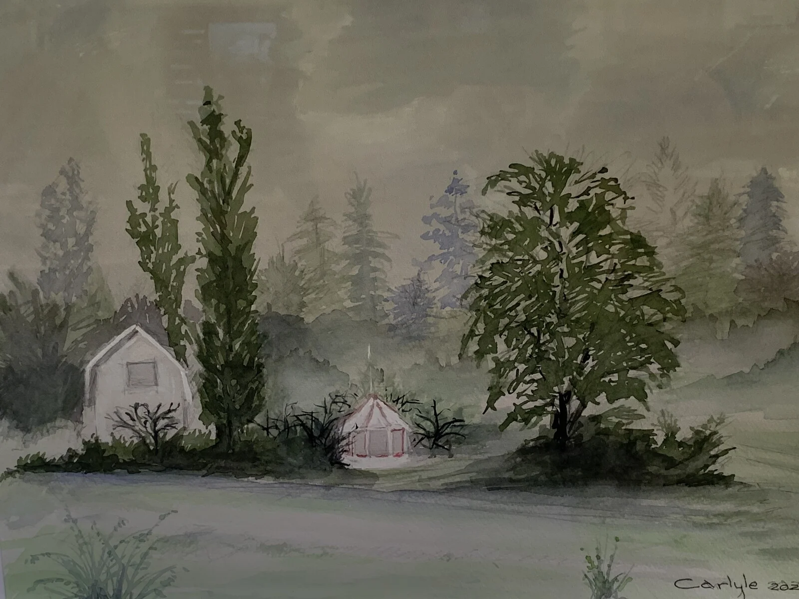 Akvarell Misty morning Hörviken av Carlyle Minnaar