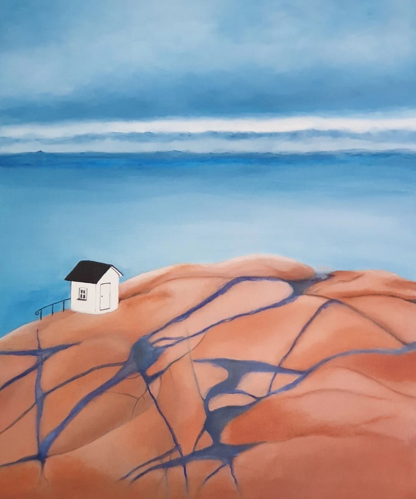 Oljemålning The House on the Hill av Harriet Revell