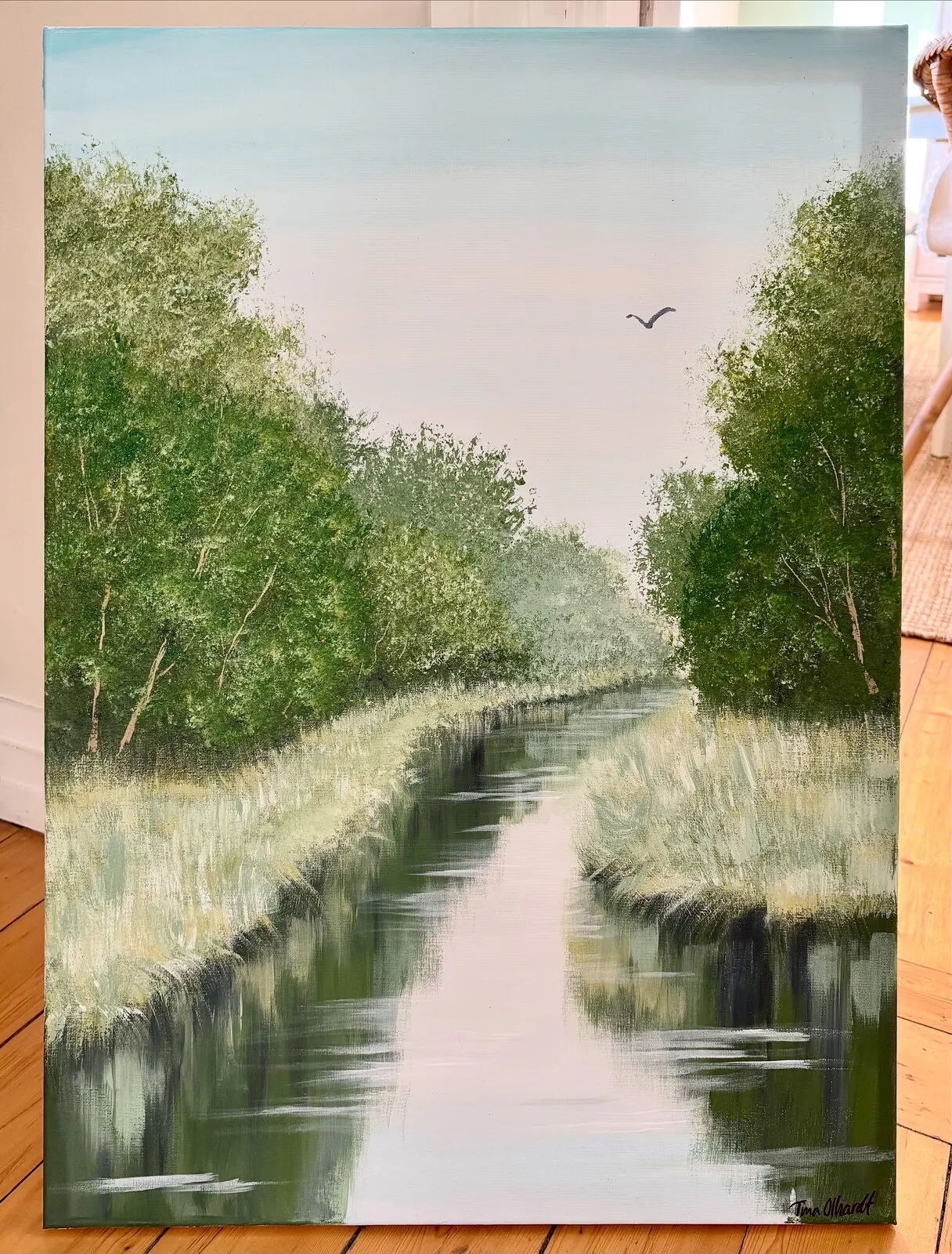 Akrylmålning Daggen lättar av Tina Olhardt