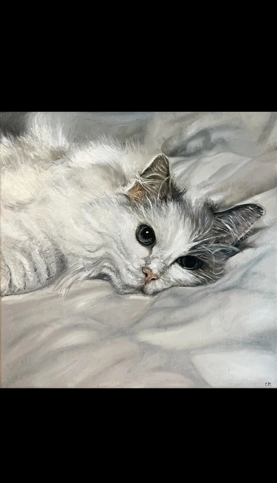 Oljemålning Kattporträtt av Elin Högeryd Carlén