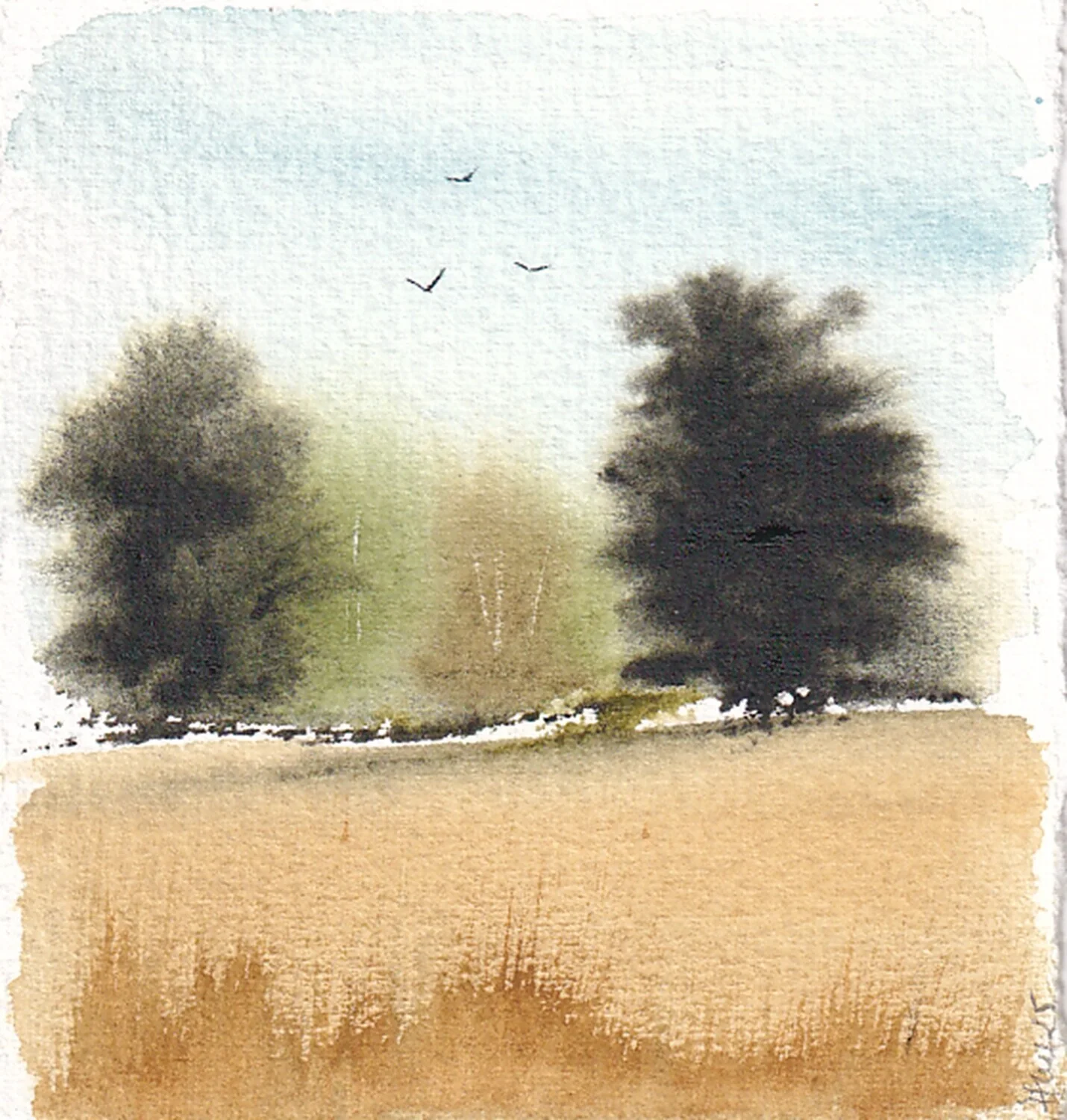 Akvarell Tiny landscape no. 98 av Anna-Karin Hallström