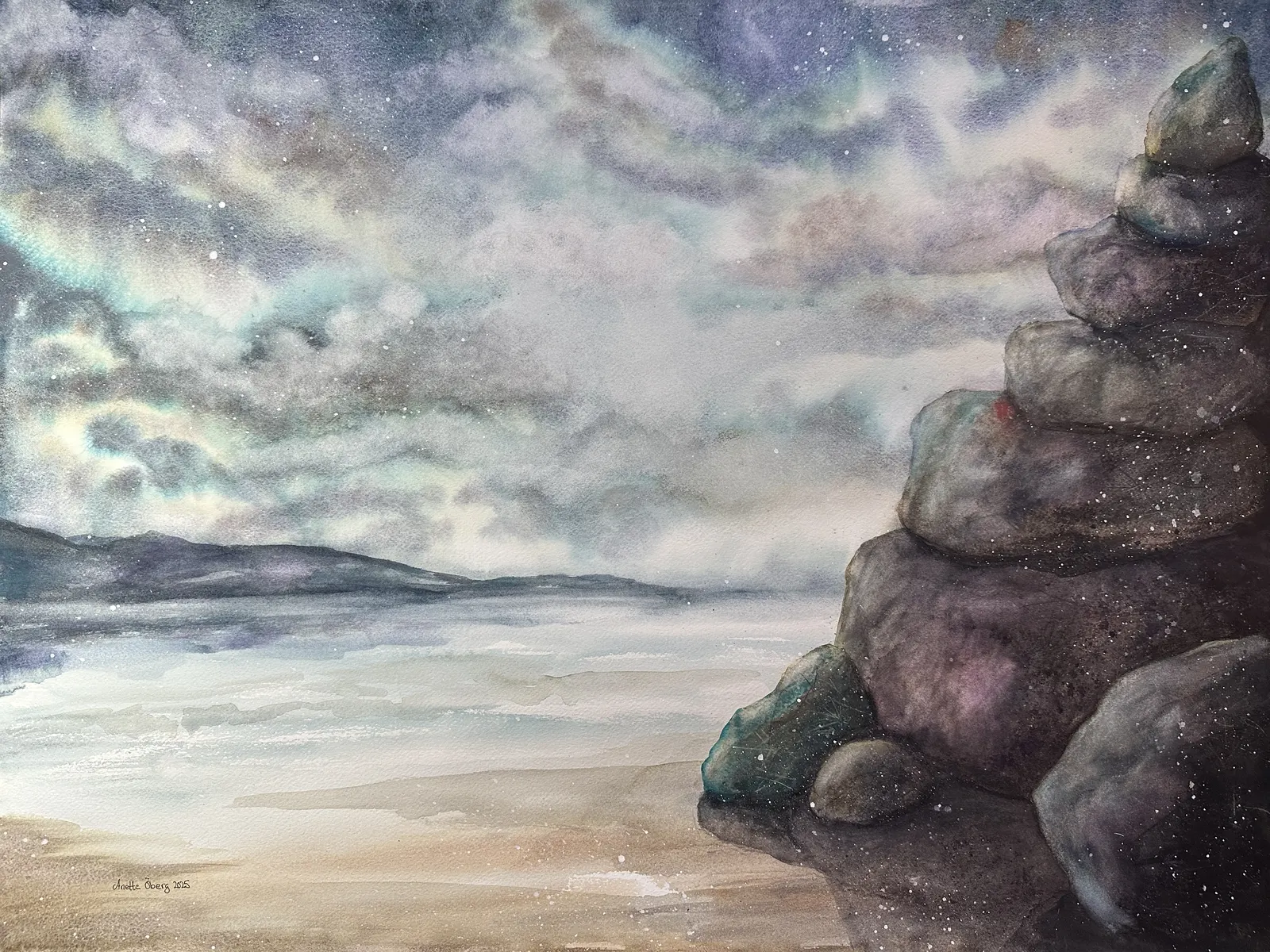 Akvarell Där ljuset dröjer av Anette Öberg