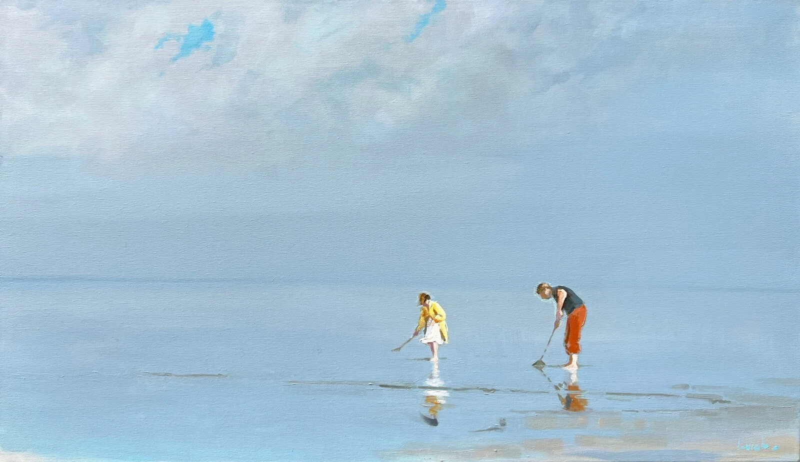 Oljemålning Shellfish Gatherers av Alexander Levich
