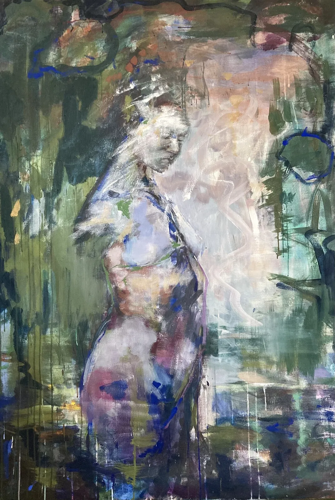 Oljemålning Green girl av Birgitta Bachmann