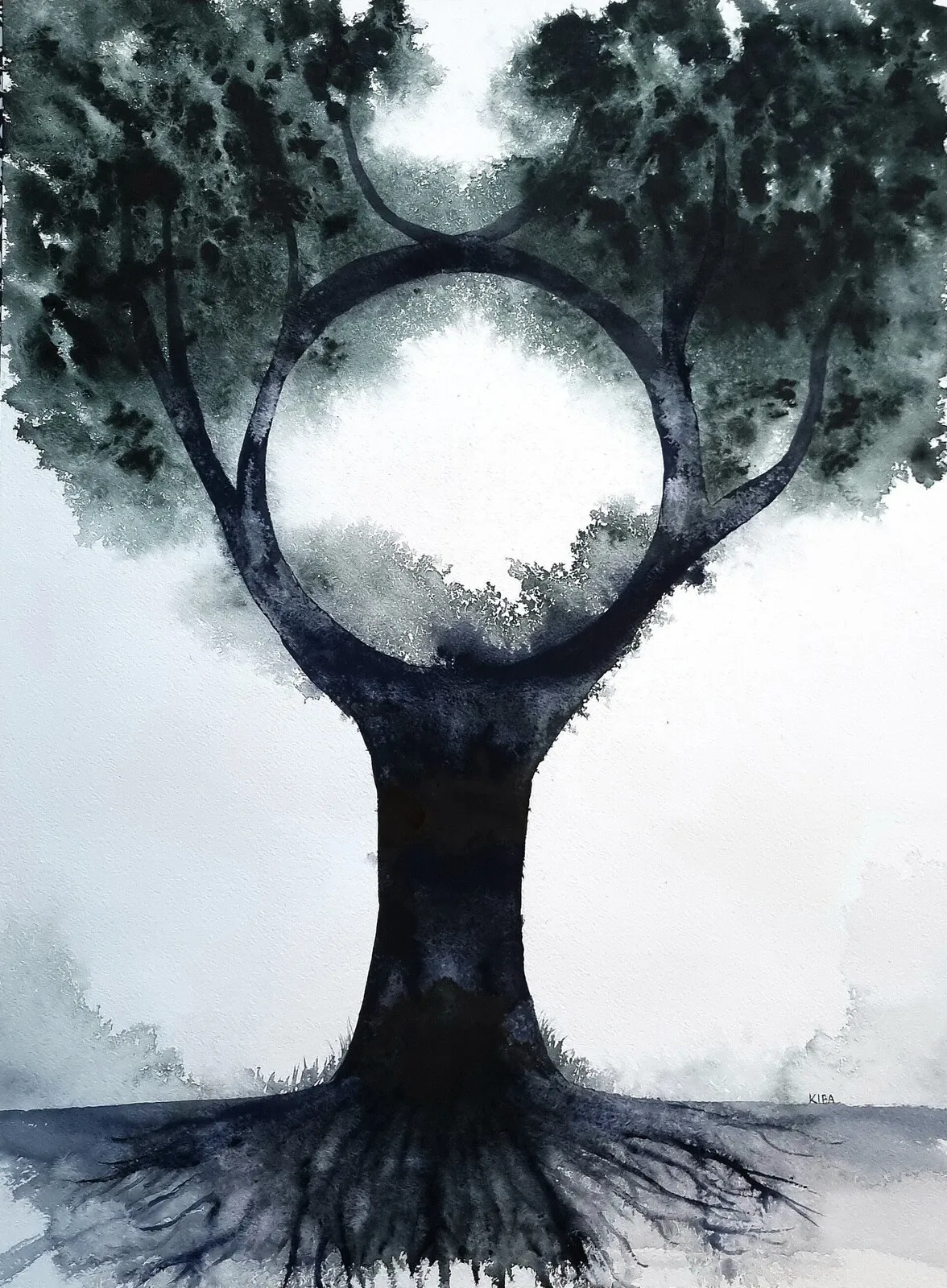 Akvarell Häxträdet av Kiba Gustafsson